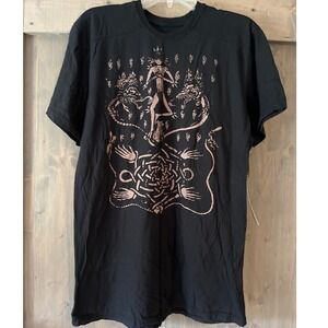 Indie Peace Mystic Symbol Graphic T-Shirt Size XL Black Y2K Rare Occult Dark NWT